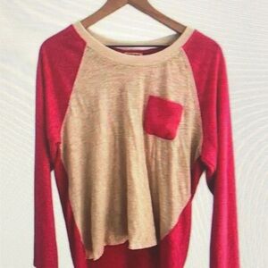 Pre-loved COPE Urban Outfitters Contrast Pocket Long-Sleeved Tee Pink/cream